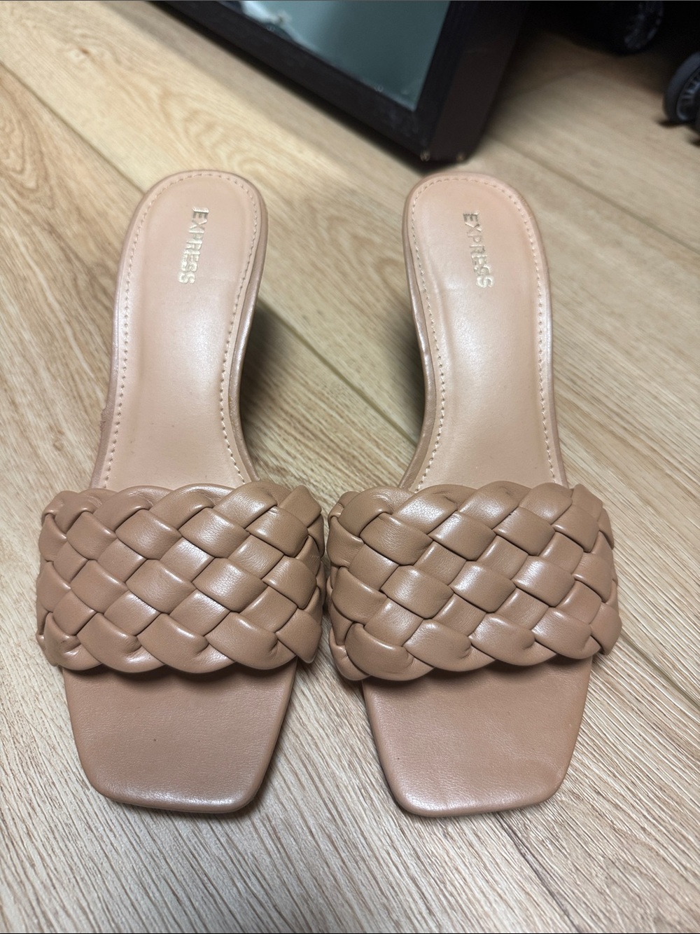 Express Braided Slide Mules in Tan